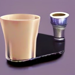 A cup and a small metal object, no laptop