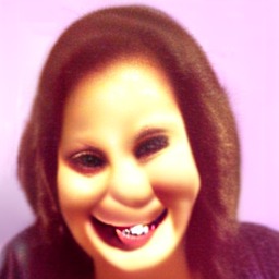 A smiling face with distorted features